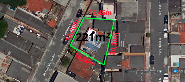 Terreno de 221m² com casas antigas na Vila Industrial